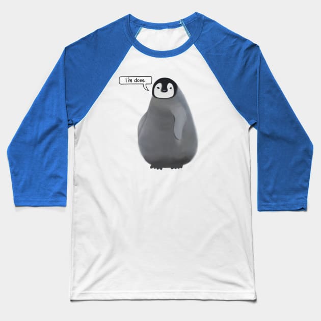 Grumpy Penguin Baseball T-Shirt by awesomesaucebysandy